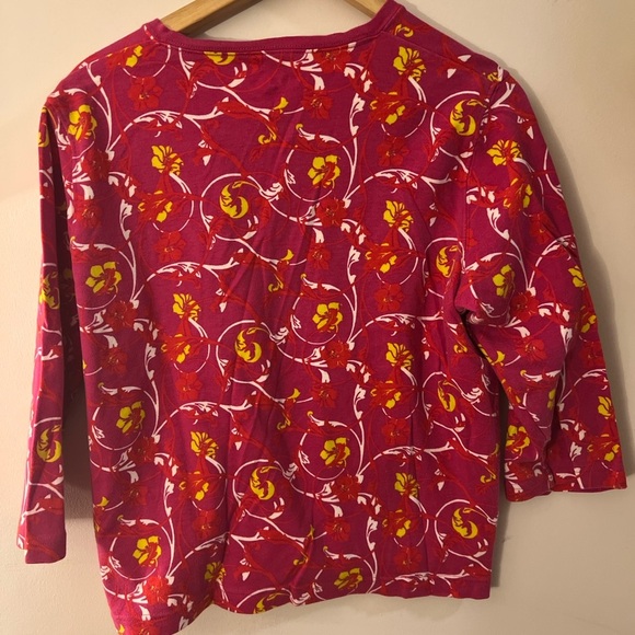 Kim Rogers Vibrant Pink Floral Women's Top Petite L - Picture 2 of 4